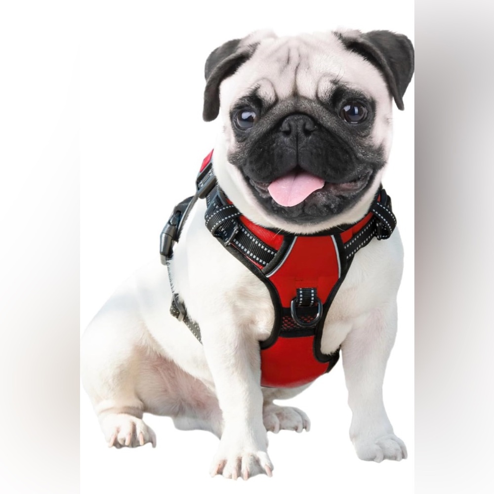 NWOT Phoepet No Pull Dog Harness Lightweight Padded Mesh Red Black L